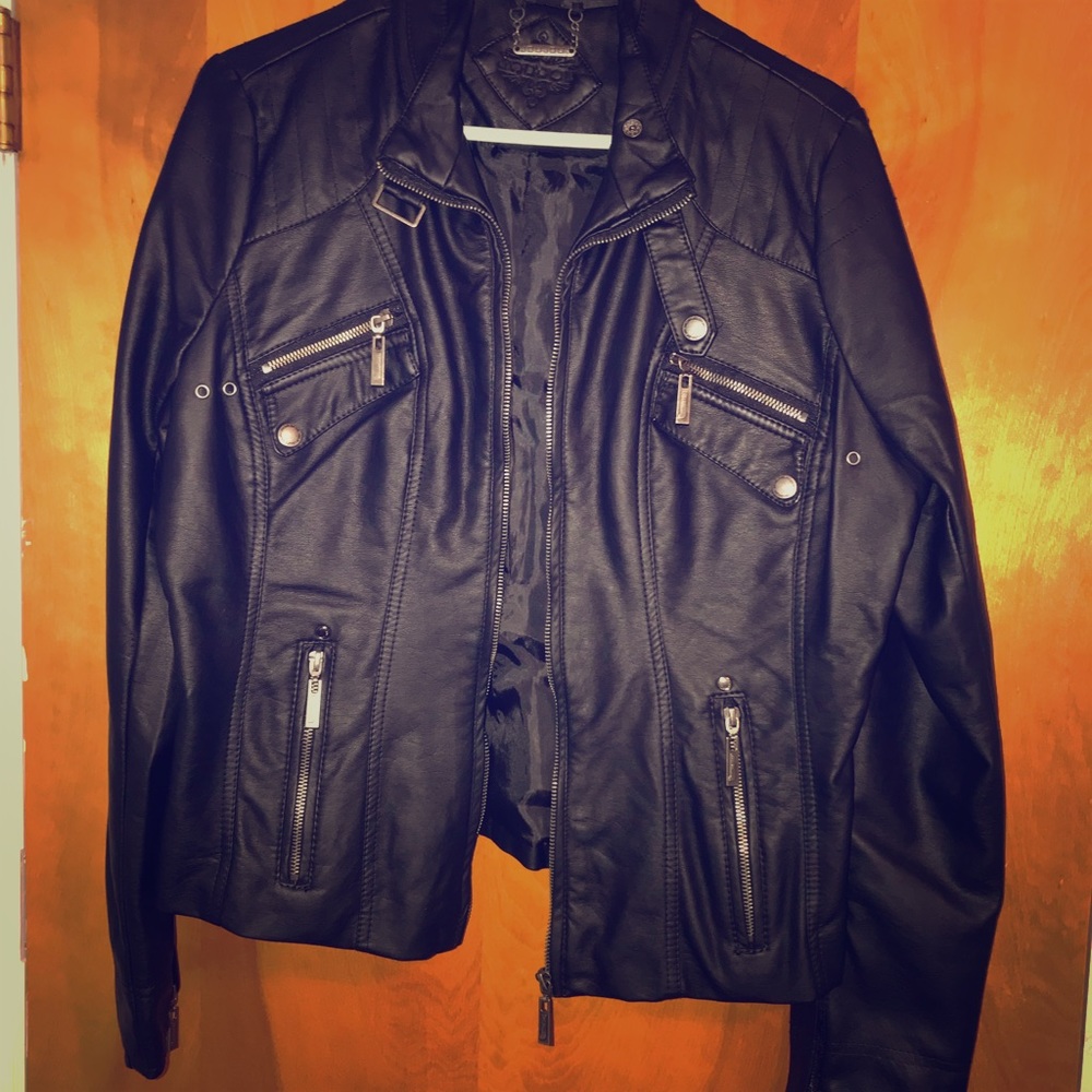 JouJou brand black leather jacket. New with tags!